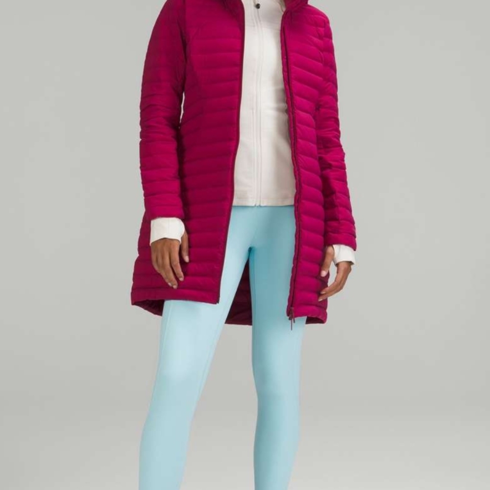 lululemon pack it down long version pomegranet size 6 like new